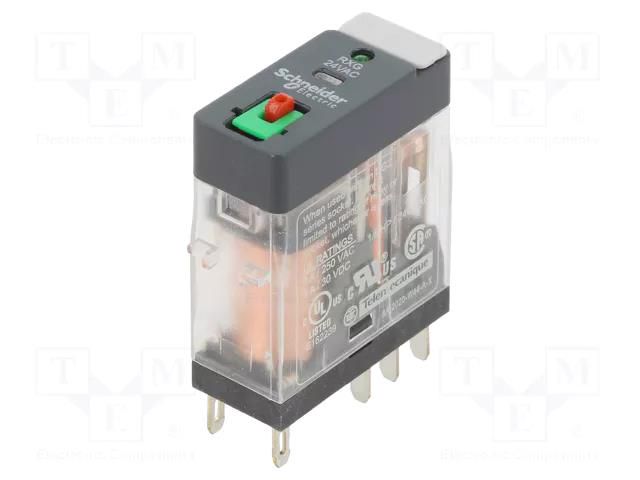 Relay: electromagnetic; DPDT; Ucoil: 24VAC; 5A; 5A/250VAC; 5A/30VDC SCHNEIDER ELECTRIC RXG22B7