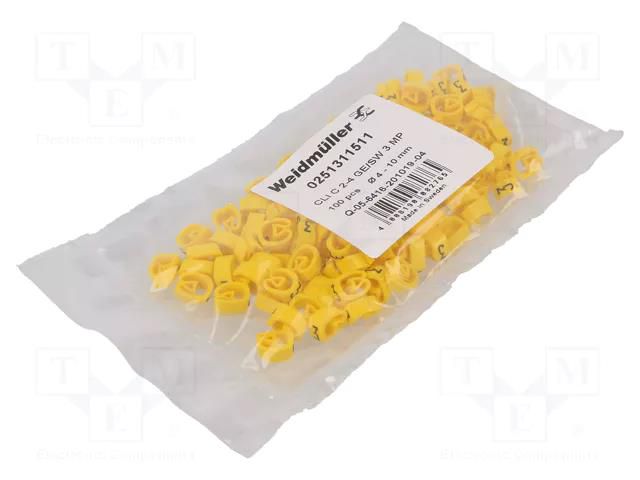 Markers; Marking: 3; 4÷10mm; PVC; yellow; -30÷80°C; leaded; CLI C WEIDMÜLLER WM-0251311511