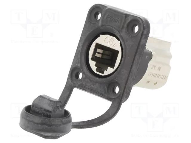 D-SHAPE CAT6A PANEL CONNECTOR SHIELDED FEEDTHROUGH IP6 NEUTRIK NTR-NE8FDX-P6-W