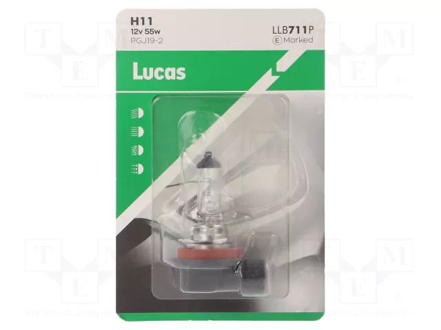 Filament lamp: automotive; PGJ19-2; transparent; 12V; 55W; LLB LUCAS LLB711P