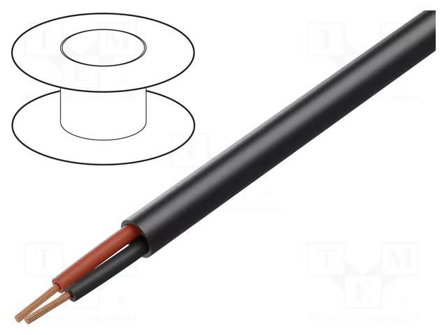 Wire: loudspeaker cable; 2x1.5mm2; stranded; OFC; black; LSZH; 100V TASKER TAS-TSK402-CPR