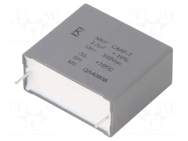 Capacitor: polypropylene; DC-Link; 2.2uF; ESR: 9.8mΩ; THT; ±10% KEMET C4AF9BU4220T1YK