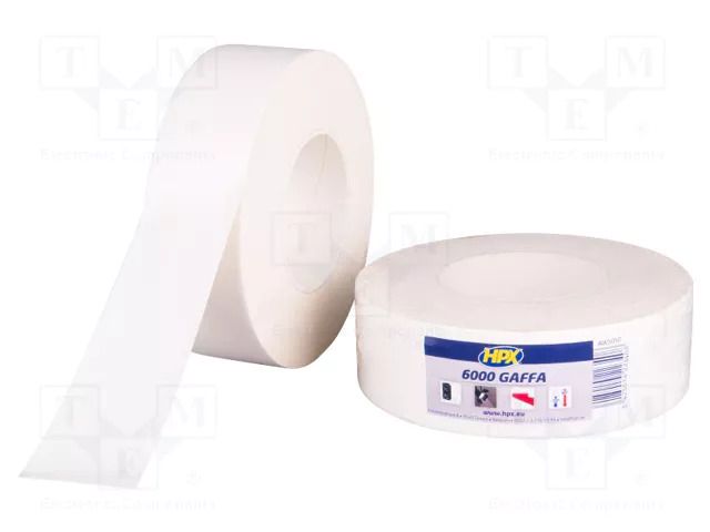 Tape: duct; W: 50mm; L: 50m; Thk: 0.3mm; white; natural caoutchouc HPX HPX-D6000-5050WH