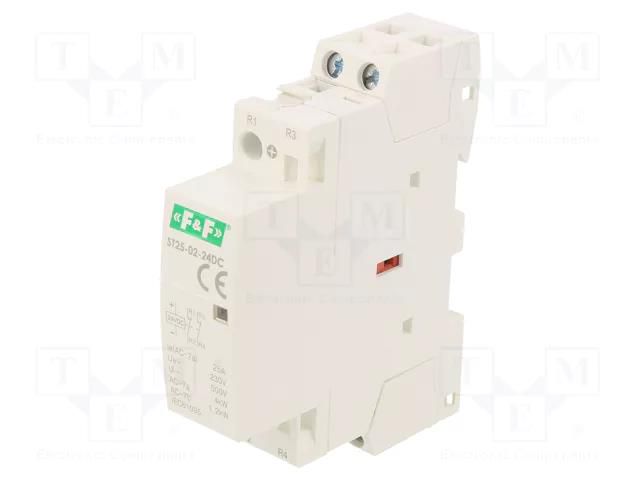 Contactor: 2-pole installation; 25A; 24VDC; NC x2; IP20; -25÷50°C F&F ST25-02-24DC