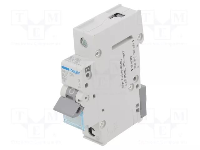 Circuit breaker; 230/400VAC; Inom: 25A; Poles: 1; Charact: B; 6kA HAGER MBS125