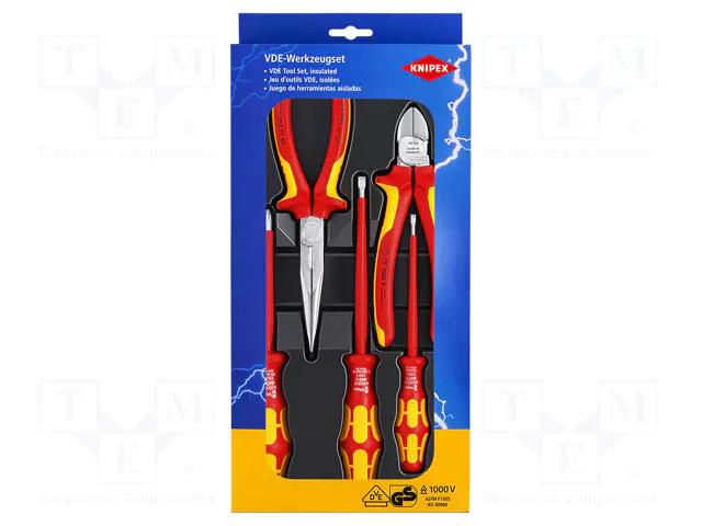 Kit: pliers, insulation screwdrivers; for electricians; 5pcs. KNIPEX KNP.002013