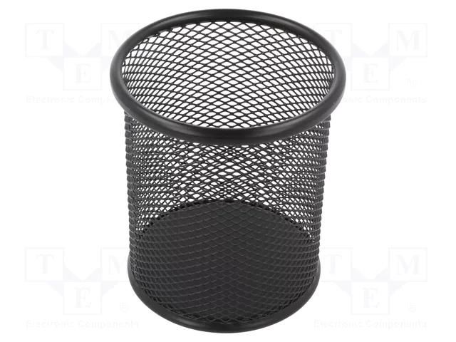 Pen container; black; metal; round Q-CONNECT Q-CONNECT-KF00864