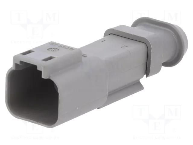 Connector: wire-wire; plug; male; DT; for cable; PIN: 2; grey; IP68 DEUTSCH DT04-2P-E008