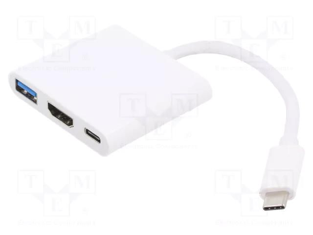 Adapter; USB 3.0,USB 3.1; nickel plated; 0.2m; white; silver AKYGA AK-AD-57