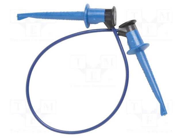 Test lead; 60VDC; 30VAC; 5A; clip-on hook probe,both sides; blue POMONA POM-3781-36-6