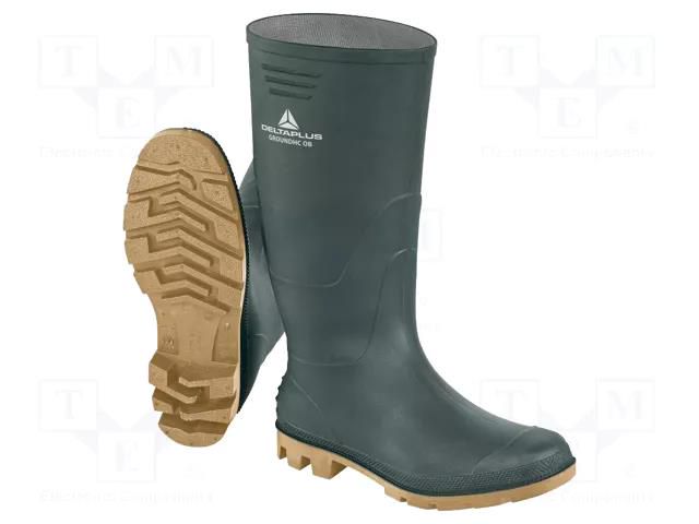 Boots; Size: 44; green; PVC; bad weather,slip; high DELTA PLUS DEL-GROUNDHCOBSR44