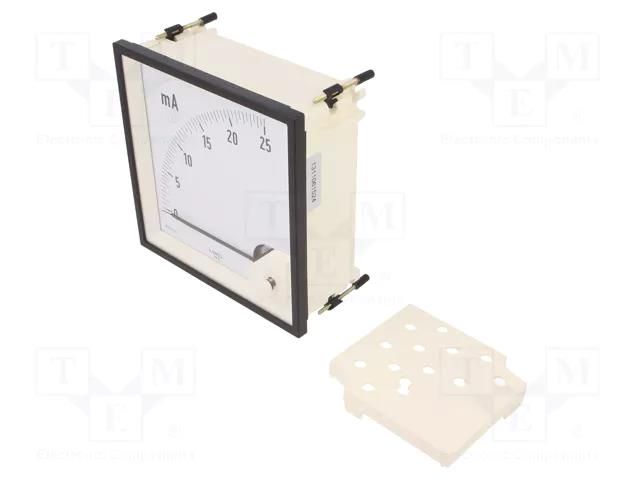 Ammeter; on panel; I DC: 0÷25mA; Class: 1.5; Length: 160mm; 600V LUMEL MA12N-A11000000000