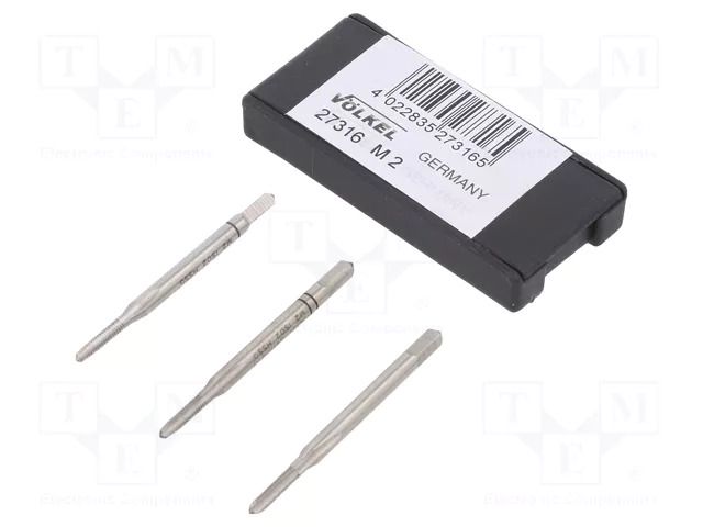 Tap; M2; 0.4; L: 36mm; Holder: hand; 2.1mm; 3pcs. VÖLKEL VOLKEL-27316