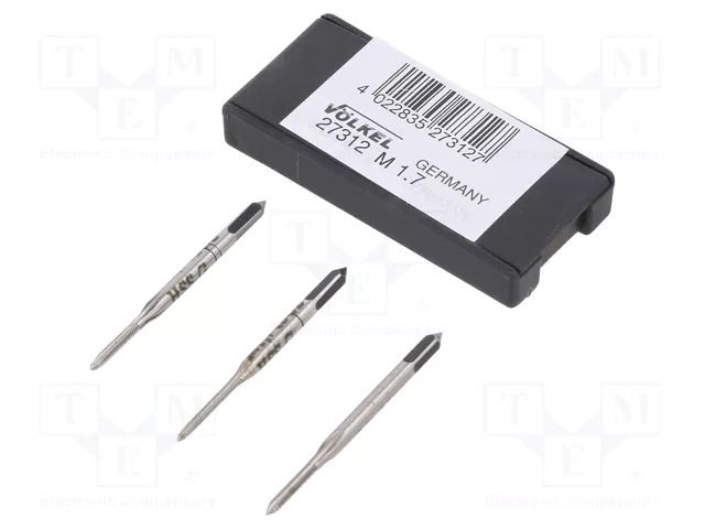 Tap; high speed steel grounded HSS-G; M1,7; 0.35; L: 32mm; 3pcs. VÖLKEL VOLKEL-27312