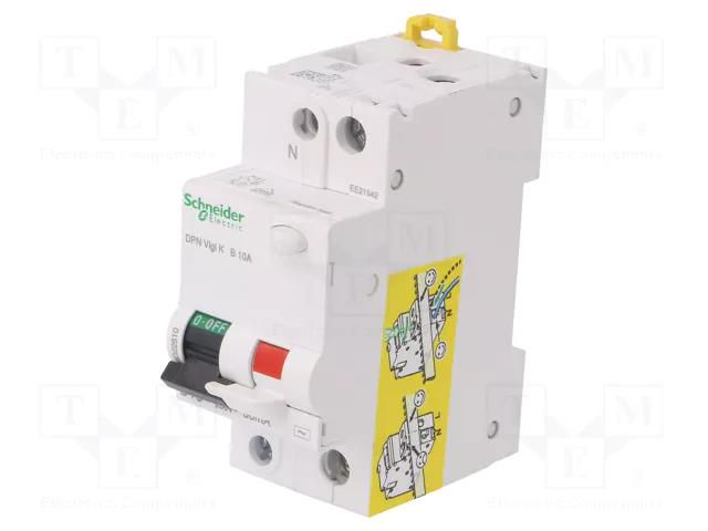 RCBO breaker; Inom: 10A; Ires: 30mA; Max surge current: 250A; IP20 SCHNEIDER ELECTRIC A9D22610
