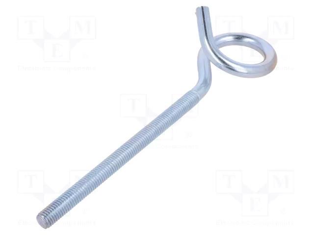 Hook; ring; steel; zinc; Thread len: 130mm; Overall len: 200mm DROMET D-HOH10200