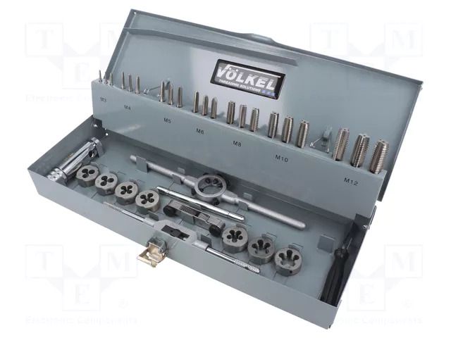 Tools set: taps; metal case; Holder: hand; 31pcs. VÖLKEL VOLKEL-49501