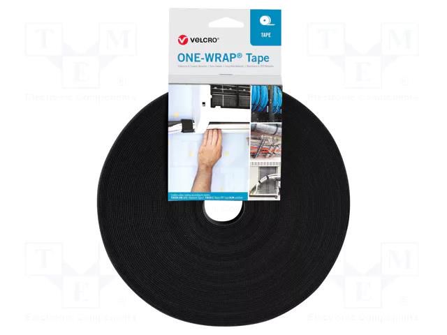 Tape: hook and loop; W: 20mm; L: 25m; black; reel; Appearance: tape VELCRO® ONEWRAP-20-25-BK