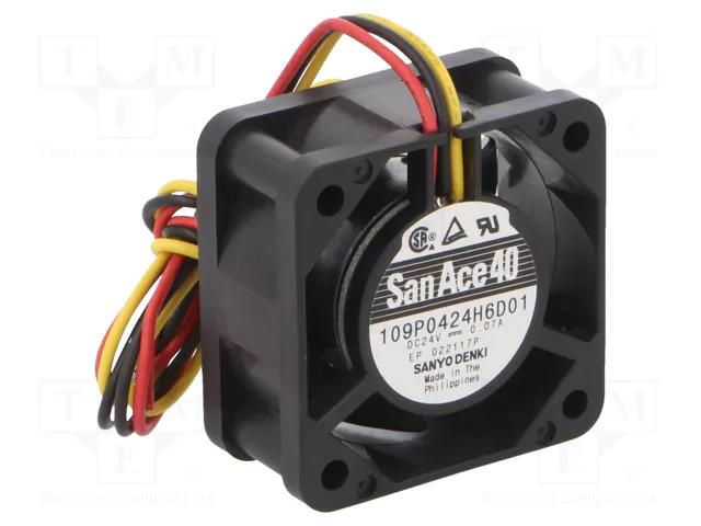 Fan: DC; axial; 24VDC; 40x40x20mm; 13.98m3/h; 35dBA; ball; 8300rpm SANYO DENKI 109P0424H6D01