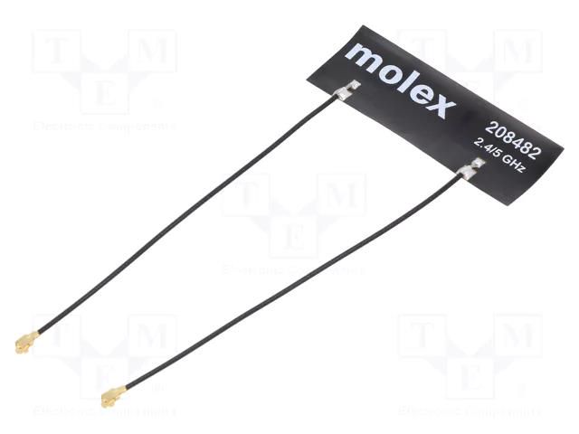 Antenna; Bluetooth,WiFi,ZigBee; 2.9dBi,3.4dBi,5dBi,5.9dBi; U.FL MOLEX 2084820100