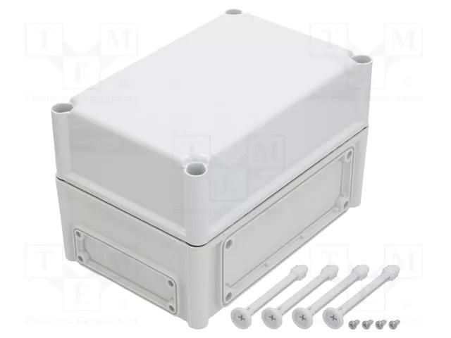 Enclosure: wall mounting; X: 190mm; Y: 280mm; Z: 180mm; EK; grey; IK08 FIBOX EKJB180G