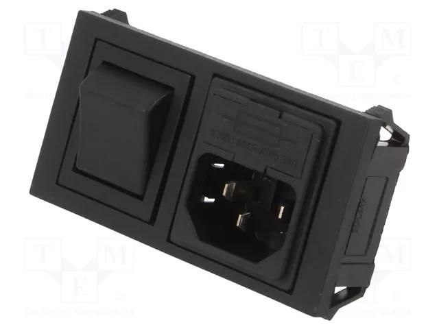 Connector: AC supply; socket; male; 10A; 250VAC; C14 (E); IEC 60320 BULGIN BZH01/Z0000/10