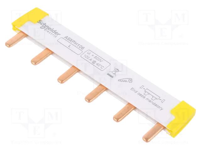 Busbar; Poles: 1; Urated: 415V; 100A; No.of mod: 6; Uinsul: 500V SCHNEIDER ELECTRIC A9XPH106