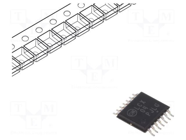 IC: digital; NOT; Ch: 6; IN: 1; CMOS,TTL; SMD; TSSOP14; 2÷5.5VDC; 10uA ONSEMI MC74LCX04DTR2G