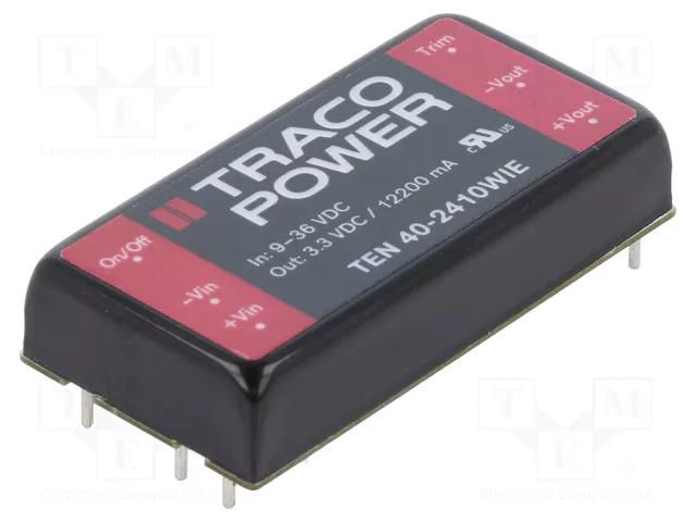 Converter: DC/DC; 40W; Uin: 9÷36VDC; Uout: 3.3VDC; Iout: 12200mA TRACO POWER TEN40-2410WIE