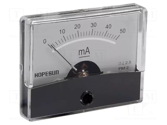 Ammeter; on panel; I DC: 0÷50mA; Class: 2.5; 60x47mm VELLEMAN VEL-AIM6050