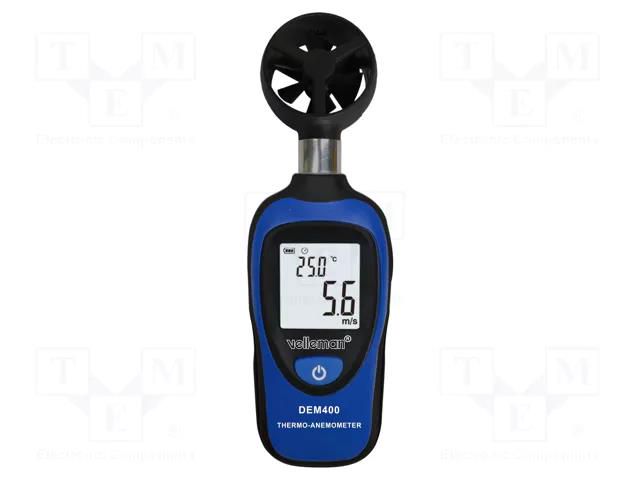 Thermoanemometer; LCD; 3 digit; Vel.measur.resol: 0.1m/s VELLEMAN VEL-DEM400