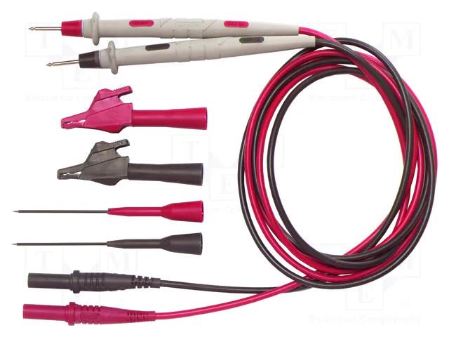 Test leads; probe tip,banana plug 4mm; black,red POMONA POM-6344