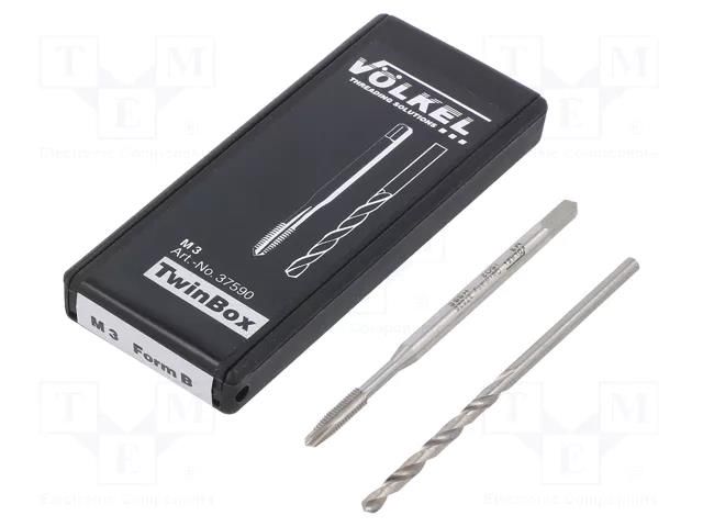 Tap; high speed steel cobalt HSS-E; M3; 0.5; ISO2/6H; 2pcs. VÖLKEL VOLKEL-37590