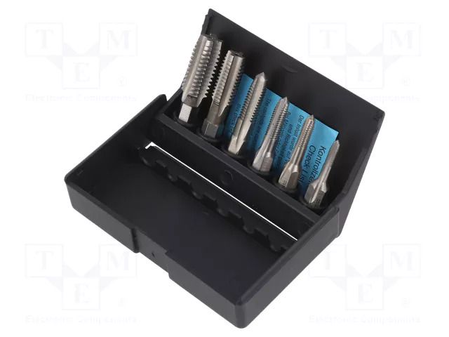 Kit: taps; plastic box; 6.3mm; 1/4"; ISO2/6H; 6pcs. VÖLKEL VOLKEL-67010
