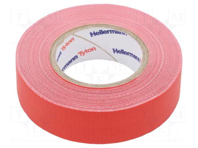 Tape: textile; W: 19mm; L: 10m; Thk: 0.31mm; red; 64N/cm; 10%; cotton HELLERMANNTYTON HTAPE-TEX-19X10RD