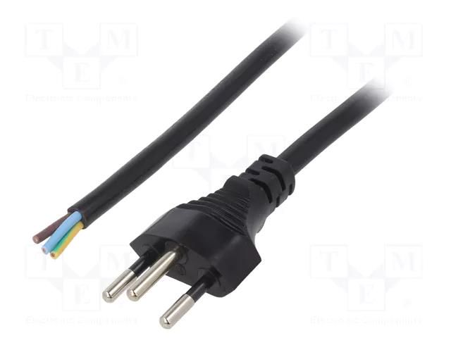 Cable; 3x1mm2; wires,SEV-1011 (J) plug; PVC; 3m; black; 10A; 250V LIAN DUNG SN29-3/10/3.0BK