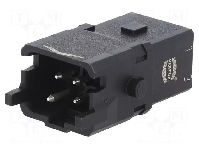 Connector: HDC; contact insert; male; Han® 1A; PIN: 4; 3P+PE HARTING 09100032606