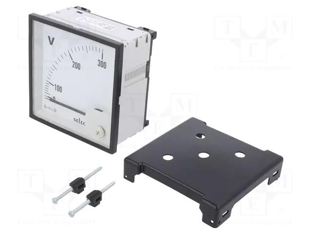 Voltmeter; on panel; 0÷300V; Class: 1.5; 50÷60Hz; 96x96x68mm SELEC AM-V-3-N-CE