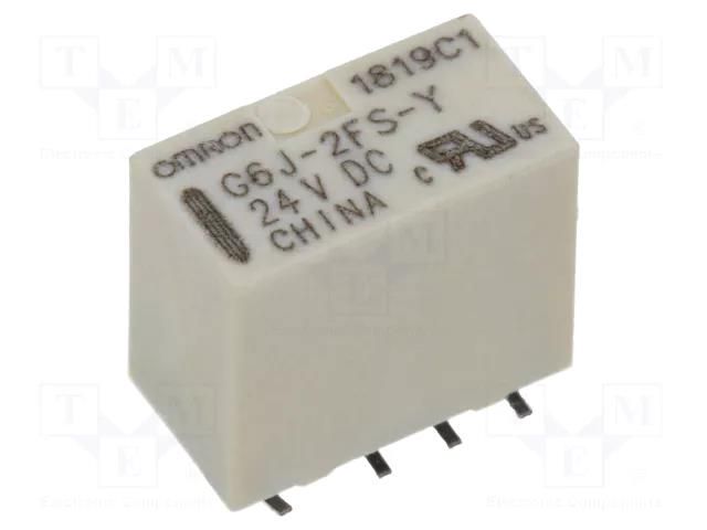 Relay: electromagnetic; DPDT; Ucoil: 24VDC; Icontacts max: 1A; SMD OMRON Electronic Components G6J-2FS-Y-24DC