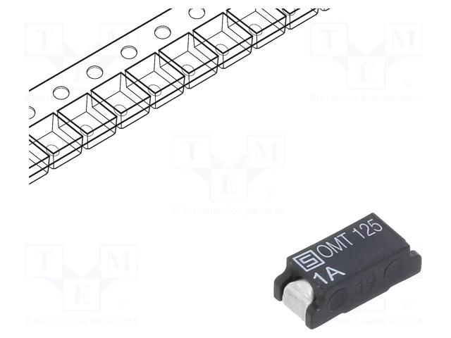 Fuse: fuse; 1A; 125VAC; 125VDC; time-lag; 7.4x3.1mm; SMD; OMT 125 SCHURTER 3404.0114.22