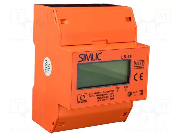 Counter; digital,mounting; for DIN rail mounting; three-phase SIMET SIMLIC-LS-3F
