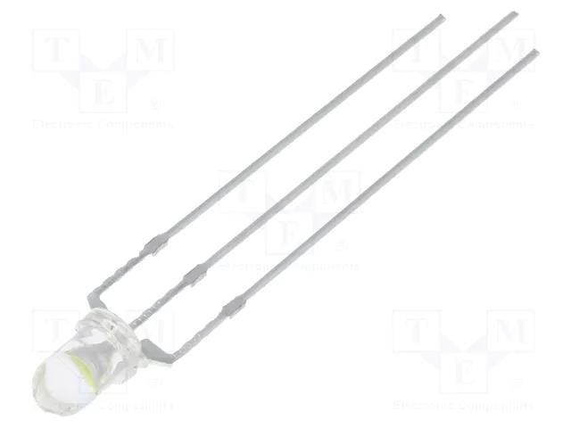 LED; red/cold white; 3mm; 30°; Front: convex; 2.1÷2.6/3.1÷3.6VDC OPTOSUPPLY OSRWPA3131A