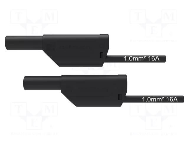 Test lead; 16A; banana plug 4mm,both sides; Urated: 1kV; black SCHÜTZINGER VSFK8700125-SW