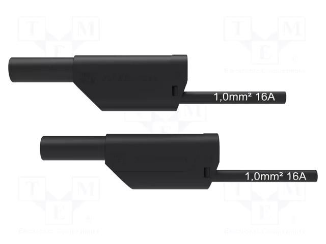 Test lead; 16A; banana plug 4mm,both sides; Urated: 1kV; black SCHÜTZINGER VSFK8701125-SW