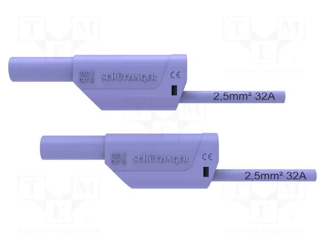 Test lead; 32A; banana plug 4mm,both sides; Urated: 1kV; violet SCHÜTZINGER VSFK87012525-PVI