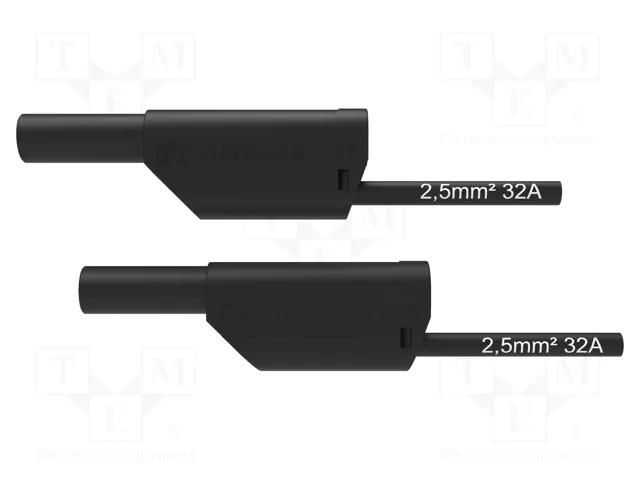 Test lead; 32A; banana plug 4mm,both sides; Urated: 1kV; Len: 1m SCHÜTZINGER VSFK870125100-SW