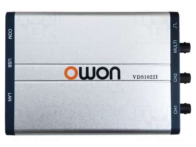 PC connected oscilloscope; 25MHz; Ch: 2; 5kpts; 100Msps; 400V; 8bit OWON VDS1022I