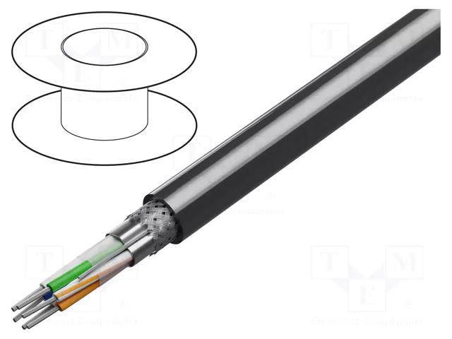 Wire; 3x2x24AWG; RS232,RS422; stranded; Cu; PVC; chrome; 30m; 300V BELDEN 8103.060100