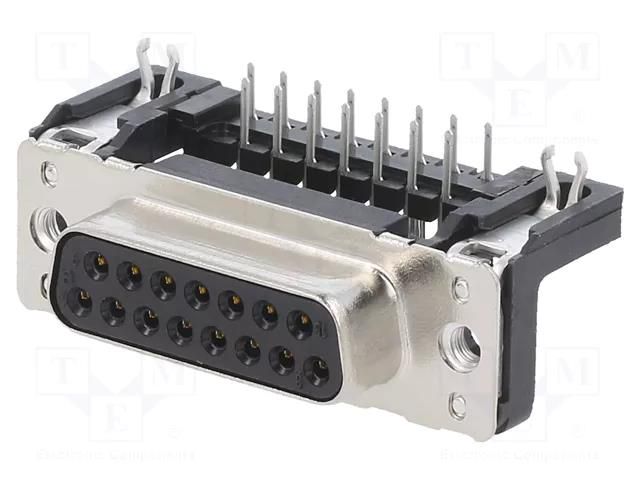 D-Sub; PIN: 15; socket; female; on PCBs; angled 90°; THT; UNC 4-40 HARTING 09662526612