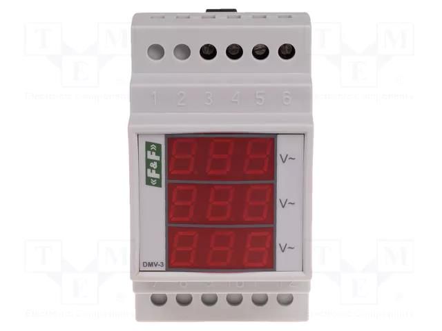 Voltmeter; digital,mounting; 100÷265V; for DIN rail mounting F&F DMV-3RMS
